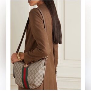 Gucci authentic Ophedia crossbody bag brown coated monogram canvas gold GG logo